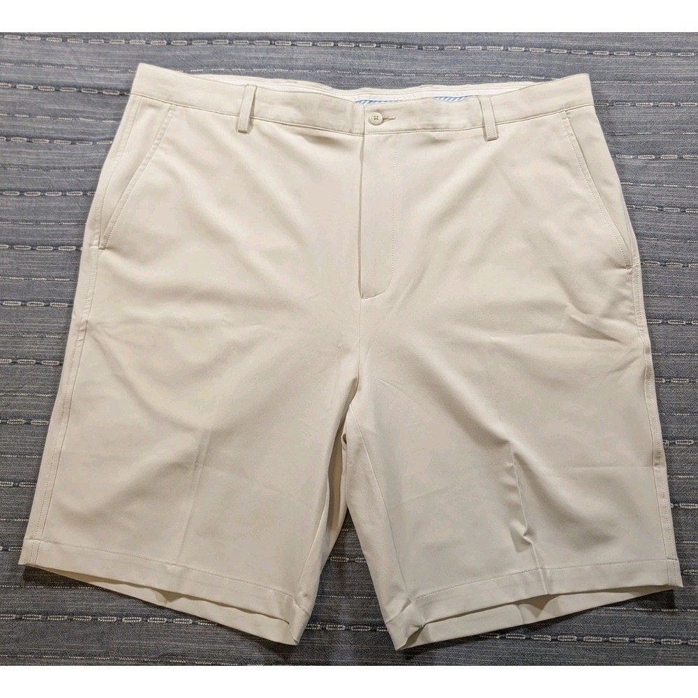 FootJoy Performance Golf Shorts Mens 42 Beige Flat Front Stretch Performance